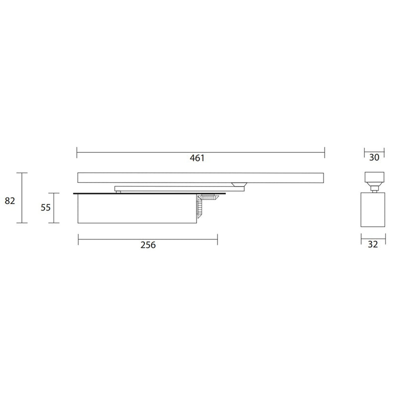 Rutland ITS.11204 EN2-4 Concealed Overhead Single Action Door Closer - Polished Nickel