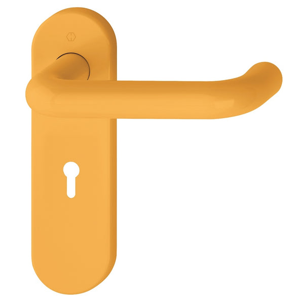 Hoppe Paris 21mmØ Return to Door Nylon Lever Handles on Lock Plate - Yellow RAL1004