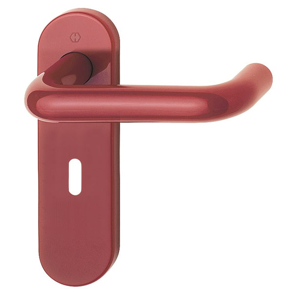 Hoppe Paris 21mmØ Return to Door Nylon Lever Handles on Lock Plate - Red RAL3003