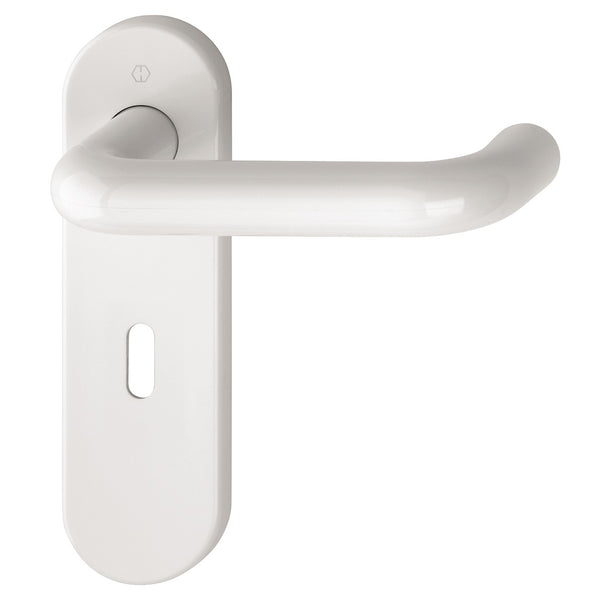 Hoppe Paris 21mmØ Return to Door Nylon Lever Handles on Lock Plate - Diamond White RAL9016