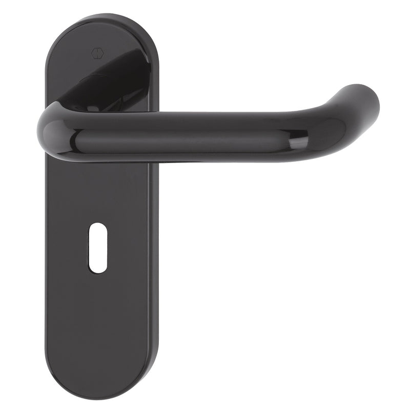 Hoppe Paris 21mmØ Return to Door Nylon Lever Handles on Lock Plate - Ebony Black RAL9017