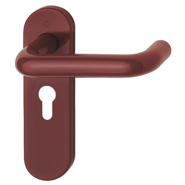 Hoppe Paris 21mmØ Return to Door Nylon Lever Handles on Euro Plate (47.5mm centres) - Claret (Burgundy) RAL3005