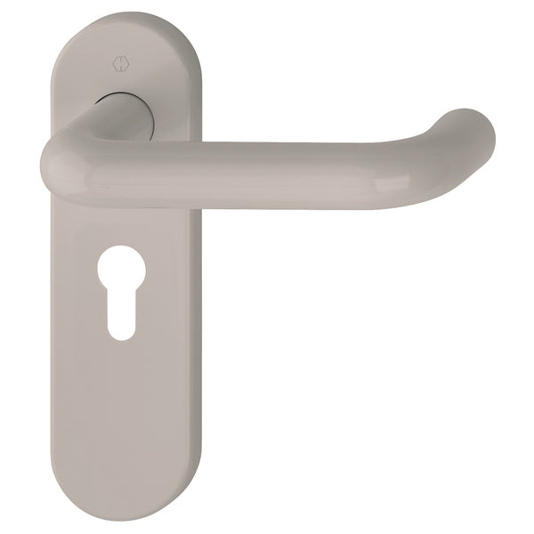 Hoppe Paris 21mmØ Return to Door Nylon Lever Handles on Euro Plate (47.5mm centres) - Dove Grey RAL7506