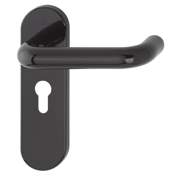 Hoppe Paris 21mmØ Return to Door Nylon Lever Handles on Euro Plate (47.5mm centres) - Ebony Black RAL9017