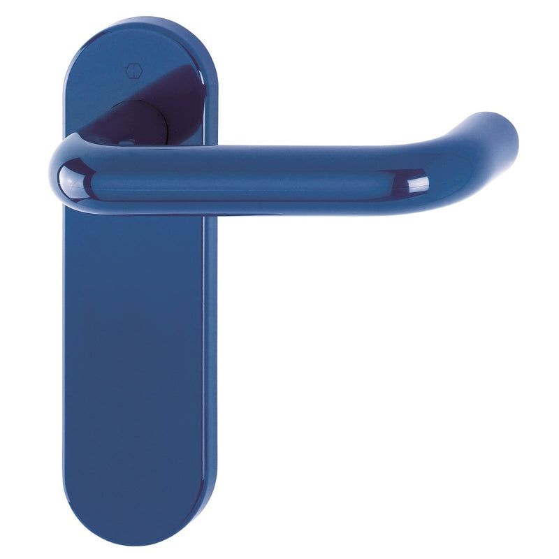 Hoppe Paris 21mmØ Return to Door Nylon Lever Handles on Latch Plate - Cobalt Blue RAL5002