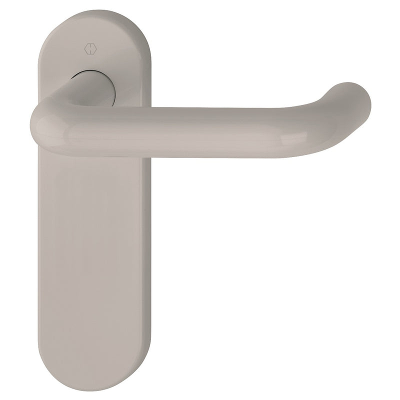 Hoppe Paris 21mmØ Return to Door Nylon Lever Handles on Latch Plate - Dove Grey RAL7506