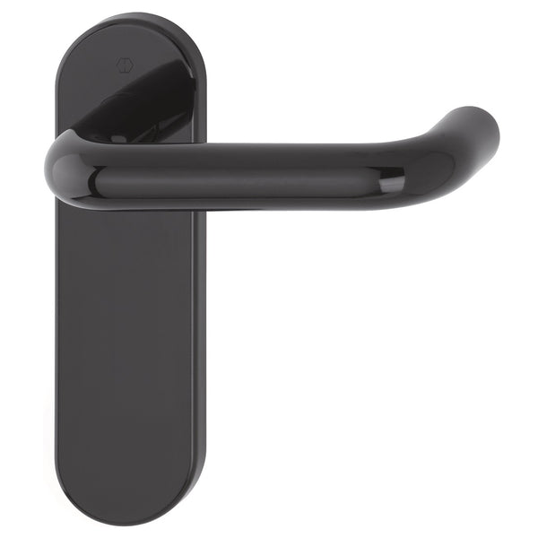 Hoppe Paris 21mmØ Return to Door Nylon Lever Handles on Latch Plate - Ebony Black RAL9017