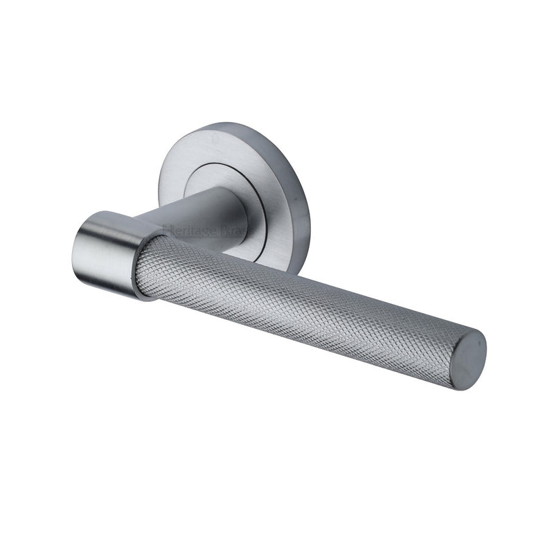 M.Marcus Phoenix Knurled Design Lever Handles on Round Rose - Satin Chrome