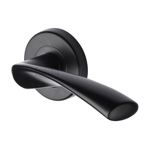 Sorrento Treviso Lever Handles on Round Rose - Black